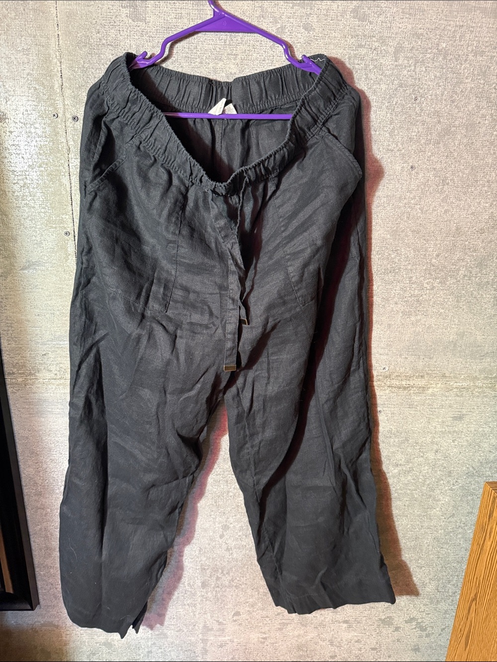 Joie Black Drawstring Linen-Blend Jogger Pants